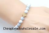 CGB9425 8mm, 10mm matte white howlite & cross hematite power beads bracelets