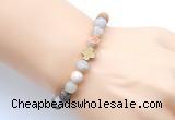 CGB9429 8mm, 10mm matte bamboo leaf agate & cross hematite power beads bracelets