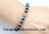 CGB9431 8mm, 10mm matte Tibetan agate & cross hematite power beads bracelets