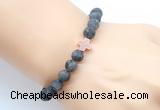 CGB9441 8mm, 10mm matte black labradorite & cross hematite power beads bracelets