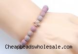 CGB9442 8mm, 10mm matte pink wooden jasper & cross hematite power beads bracelets