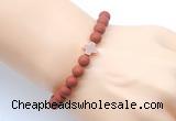 CGB9443 8mm, 10mm matte red jasper & cross hematite power beads bracelets