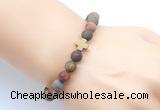 CGB9444 8mm, 10mm matte picasso jasper & cross hematite power beads bracelets