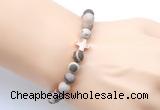 CGB9445 8mm, 10mm matte Australian zebra jasper & cross hematite power beads bracelets