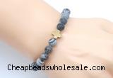 CGB9449 8mm, 10mm matte black water jasper & cross hematite power beads bracelets