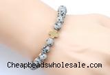 CGB9450 8mm, 10mm matte dalmatian jasper & cross hematite power beads bracelets