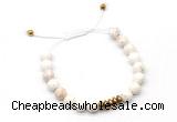 CGB9461 8mm, 10mm white howlite & rondelle hematite adjustable bracelets