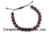 CGB9503 8mm, 10mm red tiger eye & drum hematite adjustable bracelets