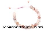 CGB9523 8mm, 10mm pink quartz & cross hematite adjustable bracelets