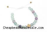 CGB9530 8mm, 10mm matte fluorite & cross hematite adjustable bracelets