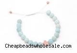 CGB9533 8mm, 10mm matte amazonite & cross hematite adjustable bracelets