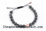 CGB9551 8mm, 10mm matte black labradorite & cross hematite adjustable bracelets