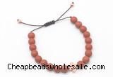 CGB9553 8mm, 10mm matte red jasper & cross hematite adjustable bracelets