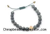 CGB9561 8mm, 10mm matte kambaba jasper & cross hematite adjustable bracelets