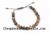 CGB9565 8mm, 10mm matte yellow tiger eye & cross hematite adjustable bracelets