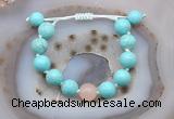 CGB9601 12mm round blue howlite & rose quartz adjustable bracelets