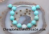 CGB9604 12mm round blue howlite & aquamarine adjustable bracelets