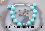 CGB9606 12mm round blue howlite & labradorite adjustable bracelets