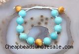 CGB9607 12mm round blue howlite & golden tiger eye adjustable bracelets