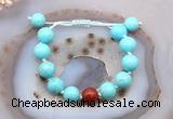 CGB9613 12mm round blue howlite & red agate adjustable bracelets