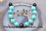 CGB9624 12mm round blue howlite & golden obsidian adjustable bracelets