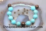 CGB9627 12mm round blue howlite & bronzite adjustable bracelets