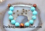 CGB9628 12mm round blue howlite & picasso jasper adjustable bracelets