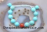 CGB9630 12mm round blue howlite & fire agate adjustable bracelets