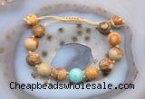 CGB9705 12mm round picture jasper & amazonite adjustable bracelets