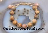 CGB9720 12mm round picture jasper & moonstone adjustable bracelets