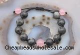 CGB9800 12mm round black labradorite & candy jade adjustable bracelets