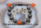 CGB9803 12mm round black labradorite & candy jade adjustable bracelets