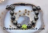 CGB9810 12mm round black labradorite & candy jade adjustable bracelets