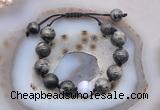 CGB9811 12mm round black labradorite & blue lace agate adjustable bracelets