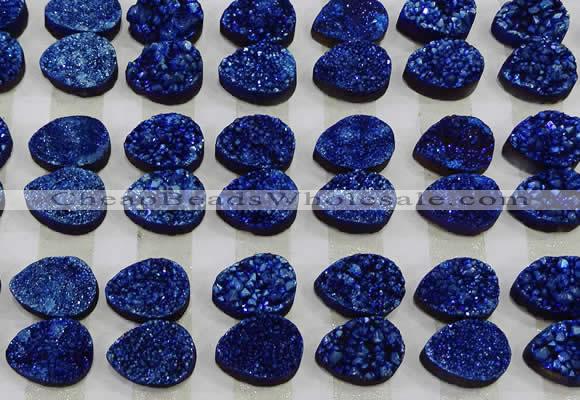 CGC240 12*16mm flat teardrop druzy quartz cabochons wholesale