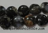 CGE123 15.5 inches 12mm flat round glaucophane gemstone beads