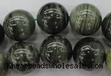 CGH07 15.5 inches 16mm round green hair stone beads wholesale