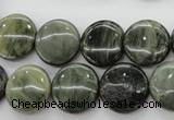 CGH17 15.5 inches 10mm flat round green hair stone beads wholesale