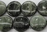 CGH20 15.5 inches 16mm flat round green hair stone beads wholesale