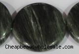 CGH25 15.5 inches 40mm flat round green hair stone beads