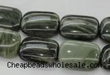 CGH26 15.5 inches 10*14mm rectangle green hair stone beads wholesale