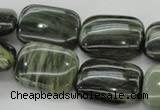 CGH28 15.5 inches 13*18mm rectangle green hair stone beads wholesale