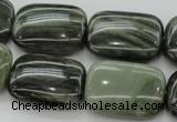 CGH29 15.5 inches 15*20mm rectangle green hair stone beads wholesale