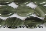 CGH55 15.5 inches 15*20mm flat teardrop green hair stone beads