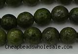 CGJ462 15.5 inches 8mm faceted round green jasper beads wholesale