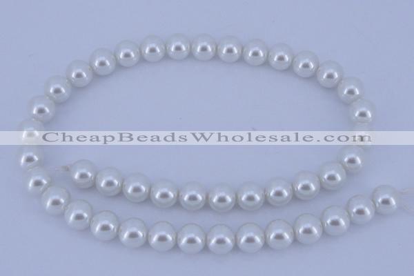 CGL02 10PCS 16 inches 6mm round dyed glass pearl beads wholesale