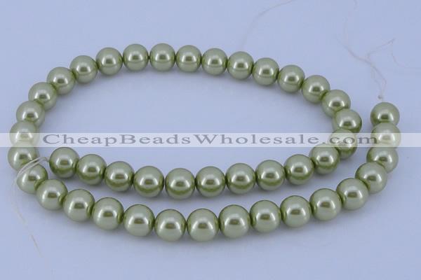 CGL366 5PCS 16 inches 12mm round dyed glass pearl beads wholesale