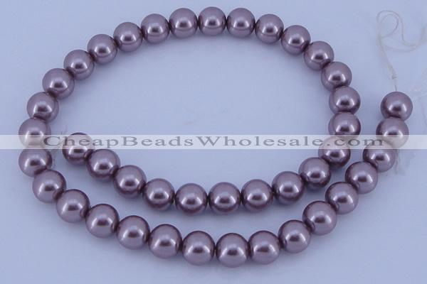 CGL384 10PCS 16 inches 8mm round dyed glass pearl beads wholesale