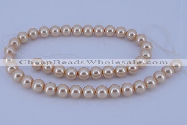 CGL47 5PCS 16 inches 14mm round dyed glass pearl beads wholesale