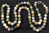 CGN1004 36 inches 10mm round flower jade beaded necklaces